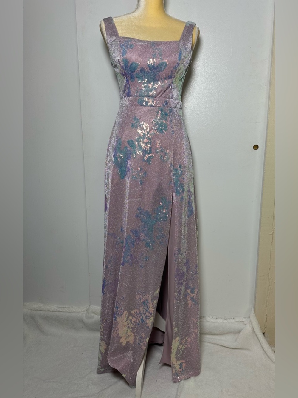 City Studio Shimmer Sequin Maxi Dress Formal Prom Gown with Pockets Pink Sz 5